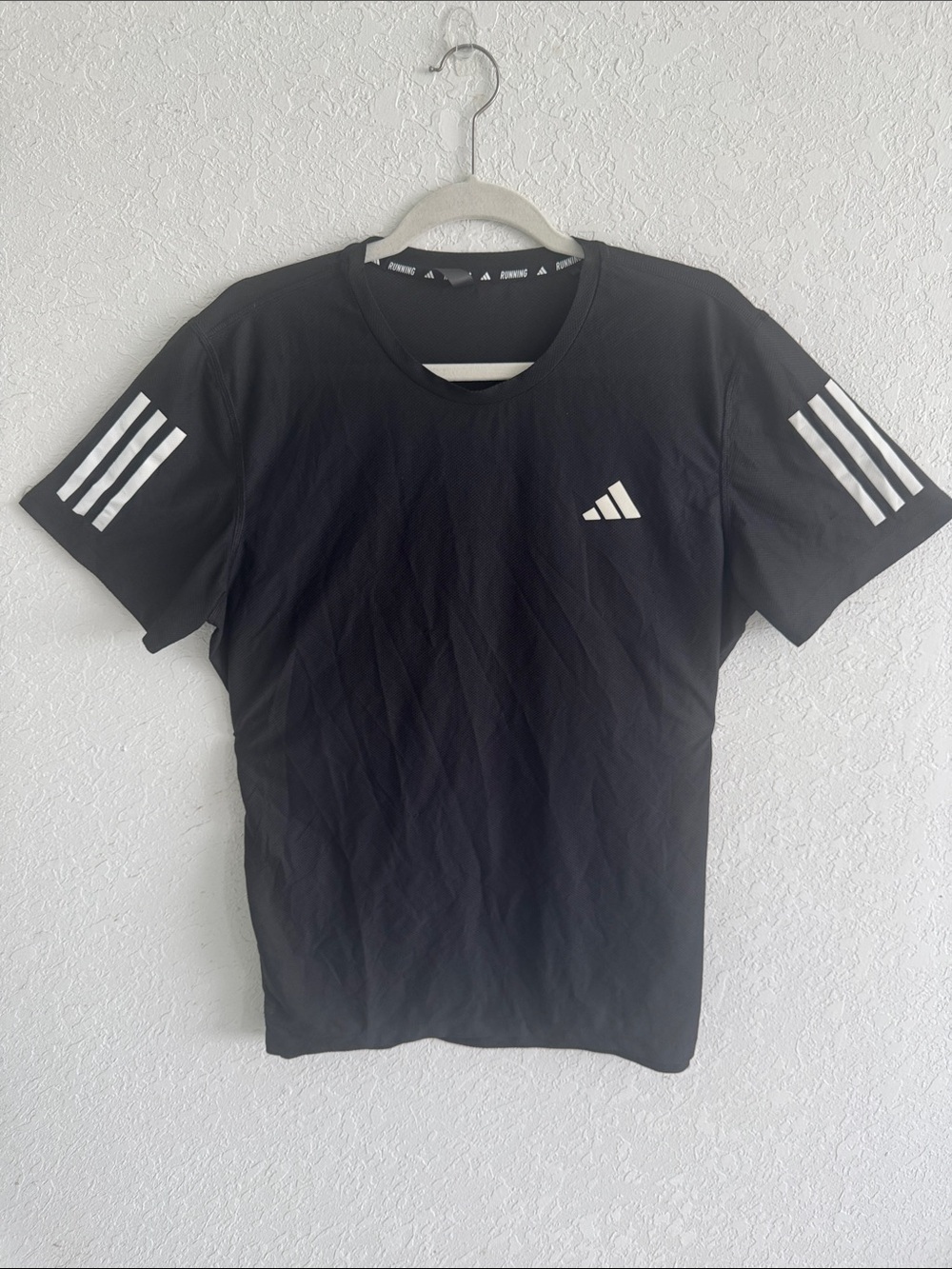 adidas Black Short-Sleeve Tee with White Three-Stripe Accents